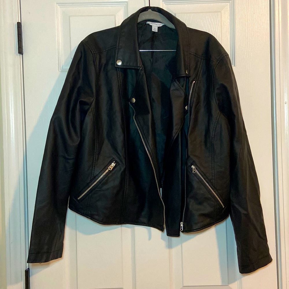 Boutique + Faux Crop Leather Jacket, 0X, great condition